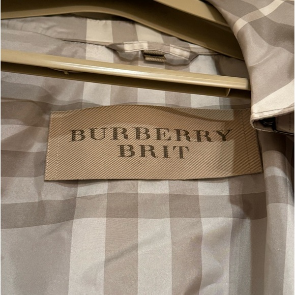 GREY WHITE BURBERRY TRENCH RAIN COAT SIZE 4 - Picture 6 of 7